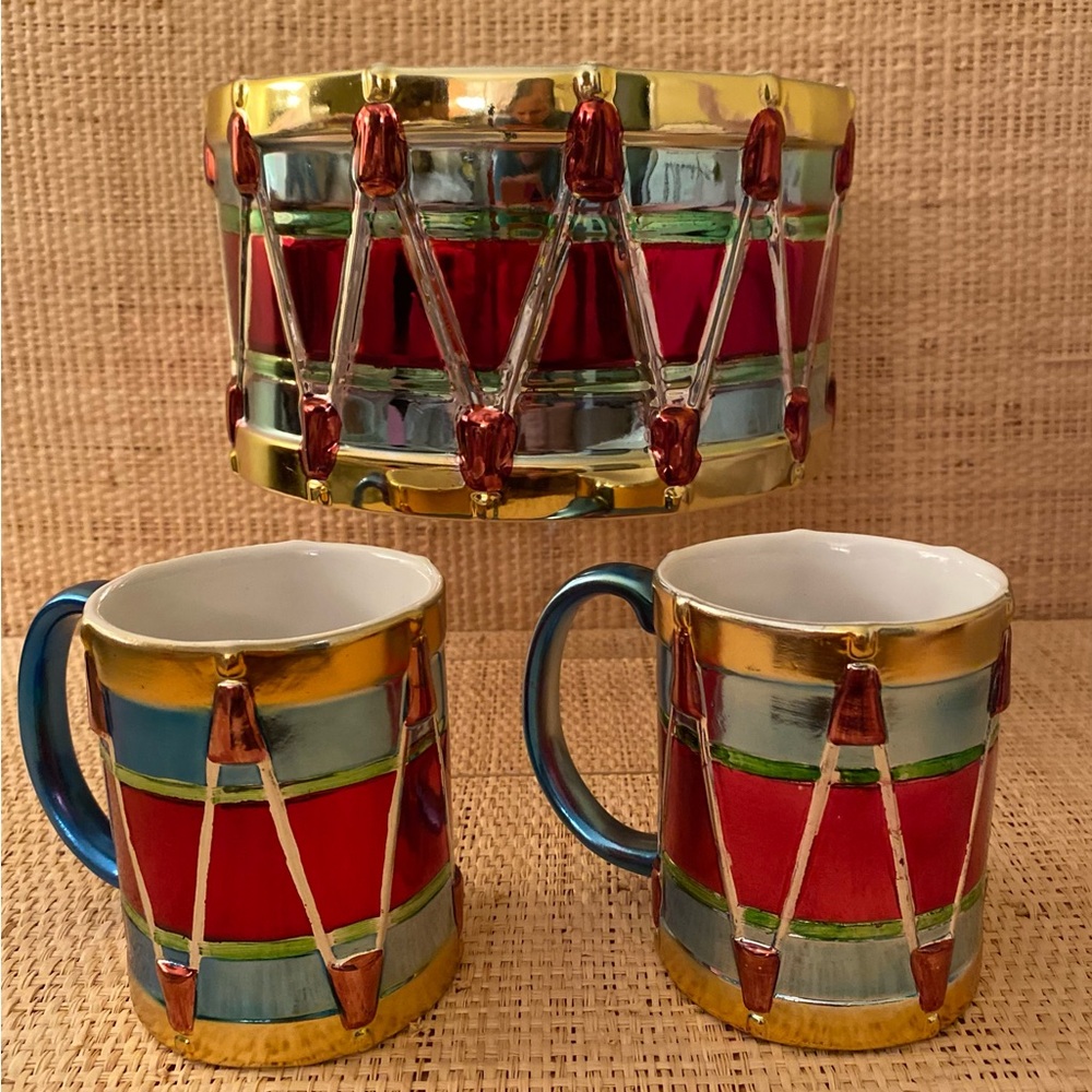 Vintage House of Lloyd Christmas Around the World Drum Set Bowl & 2 Cups